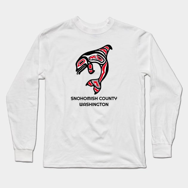 Snohomish County, Washington Red Orca Killer Whales Native American Indian Tribal Gift Long Sleeve T-Shirt by twizzler3b